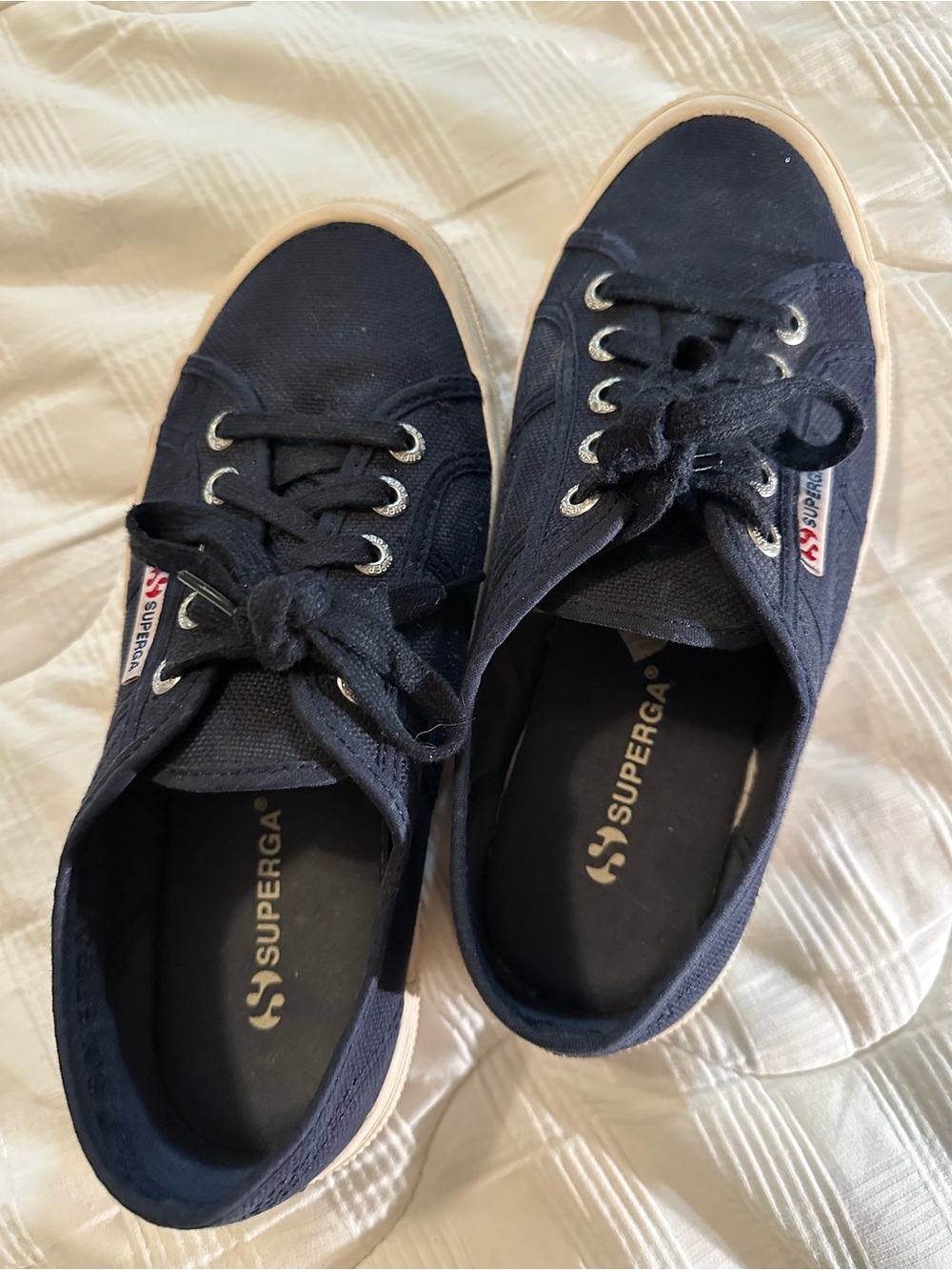 Superga Classic Italian Canvas 2750 Women’s Navy Canvas Low-Top Sneakers 38 7.5 - Picture 3 of 8